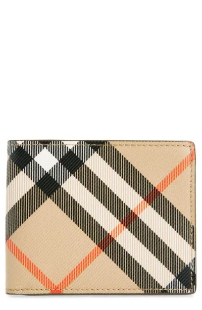 BURBERRY BURBERRY CHECK COATED CANVAS & LEATHER BIFOLD WALLET