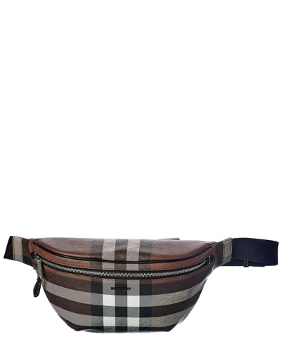 Burberry Cason Check E-canvas Belt Bag In Brown