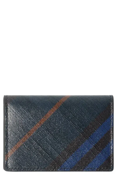 Burberry Check Coated Canvas Bifold Wallet In Blue