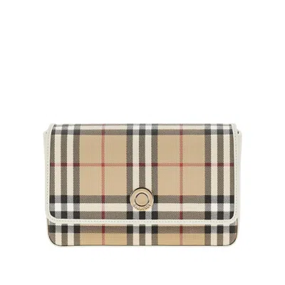 Burberry Check Coated Canvas 'hampshire' Bag In Beige