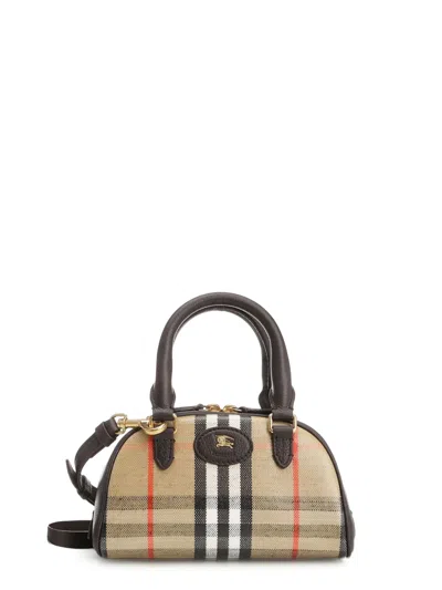 Burberry Check Coated Canvas Shoulder Bag In Nude