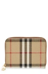 Burberry Check Coated Canvas Zip Wallet In Vint Check/briar Brown