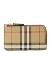Burberry Checkered Pattern Wallet Gold-tone Hardware In Beige