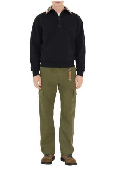 Burberry Men's Check-collar Quarter-zip Sweater In Green