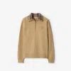 Burberry Beige Stripe Collar Half-zip Sweatshirt In Brown