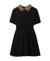 Burberry Check-collar Cotton Polo Dress In Black
