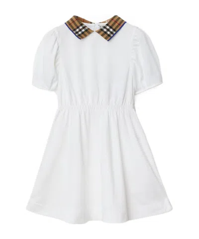 Burberry Check-collar Cotton Polo Dress In White