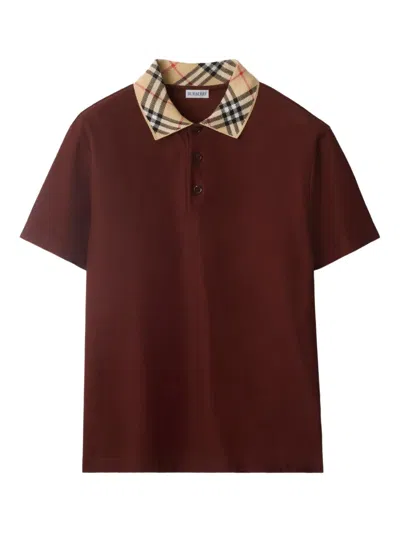 Burberry Check-collar Cotton Polo Shirt