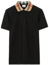 Burberry Cody Polo Shirt With Check Collar In Blue