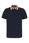 Burberry Cody Polo Shirt With Check Collar In Blue