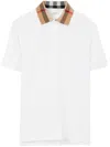 Burberry Check Collar Cody Polo Shirt In White