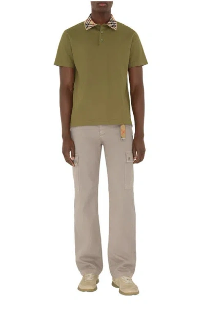 BURBERRY BURBERRY CHECK COLLAR COTTON POLO SHIRT