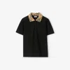 Burberry Checked-collar Cotton Polo Shirt In Multi