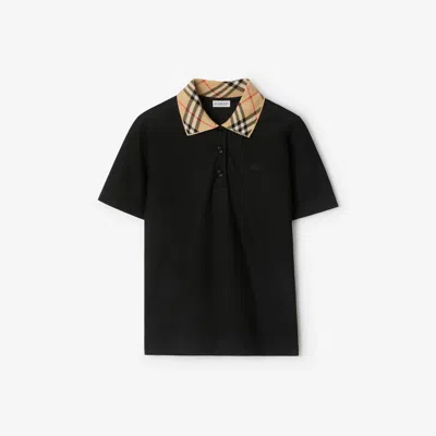 BURBERRY BURBERRY CHECK COLLAR COTTON POLO SHIRT