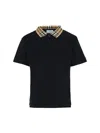 Burberry Mini Front Button Placket T-shirt With Short Side Slits In Black