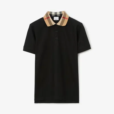 BURBERRY BURBERRY CHECK COLLAR COTTON POLO SHIRT