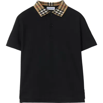 BURBERRY BURBERRY CHECK COLLAR COTTON POLO SHIRT
