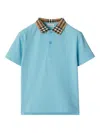 Burberry Kids' Check-collar Cotton Polo Shirt In Lizard