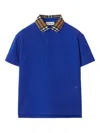 Burberry Knight Johane Checked-collar Short-sleeve Cotton Polo Shirt 4-12 Years In Blue