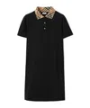 Burberry Check Collar Cotton Polo Shirt Dress In Black