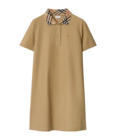 BURBERRY BURBERRY LOGO EMBROIDERED CHECKED POLO DRESS
