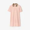 Burberry Check-collar Cotton Polo Shirt Mini Dress In Pink