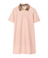 Burberry Check-collar Cotton Polo Shirt Mini Dress In Pink