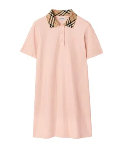 BURBERRY CHECK COLLAR COTTON POLO SHIRT DRESS