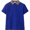 Burberry Checked Cotton Polo Shirt In Knight