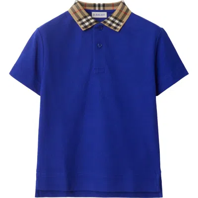 BURBERRY BURBERRY CHECK COLLAR COTTON POLO SHIRT
