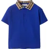Burberry Blue Cotton Polo Shirt In Knight