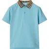 Burberry Check-collar Cotton Polo Shirt In Lizard