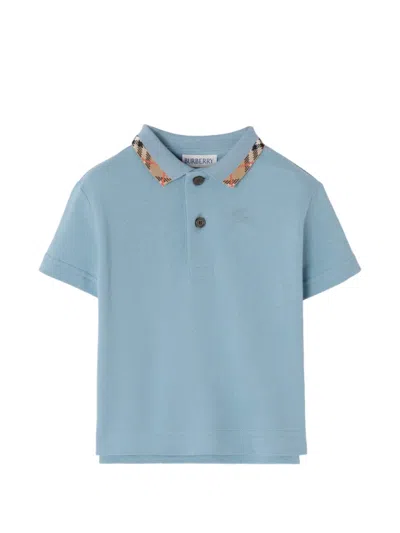 Burberry Babies' Check Collar Cotton Polo Shirt In Multi