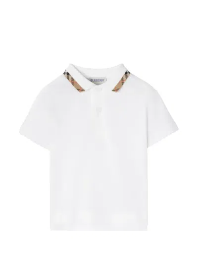 Burberry Babies' Check Collar Cotton Polo Shirt In Multi