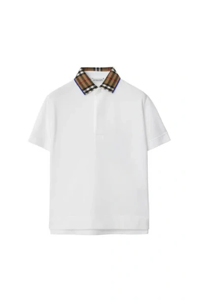 Burberry Kids' White Stretch-cotton Polo Shirt