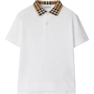 BURBERRY BURBERRY CHECK COLLAR COTTON POLO SHIRT