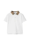 Burberry White Johane Checked-collar Short-sleeve Cotton Polo Shirt 6-24 Months In White