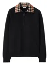 Burberry Mens Black Logo-embroidered Funnel-neck Cotton Sweatshirt In Black