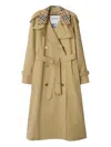 Burberry Check Collar Long Castleford Trench Coat In Brown