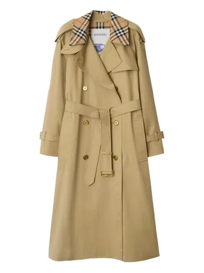 BURBERRY BURBERRY CHECK COLLAR LONG CASTLEFORD TRENCH COAT