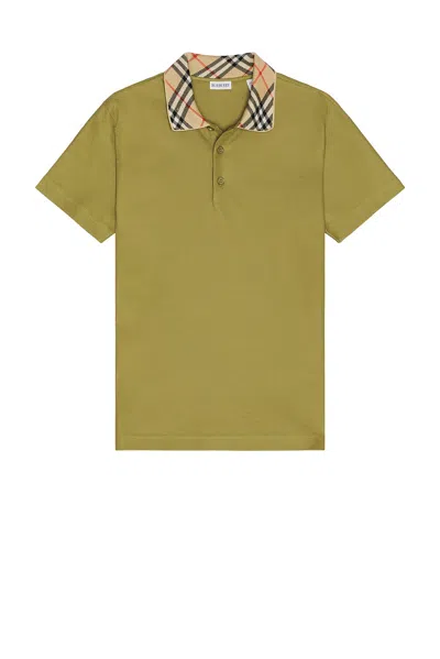 Burberry Check Collar Polo In Gray