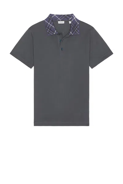 Burberry Black Polo Shirt With Check Collar