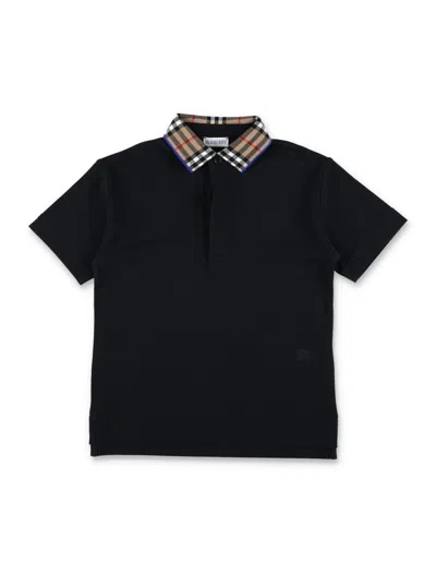 Burberry Black And Archive Beige Cotton Polo Shirt
