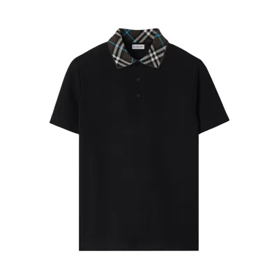 Pre-owned Burberry Check Collar Polo Shirt 'black' | Men's Size Xl