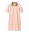 Burberry Check-collar Cotton Polo Shirt Mini Dress In Pink