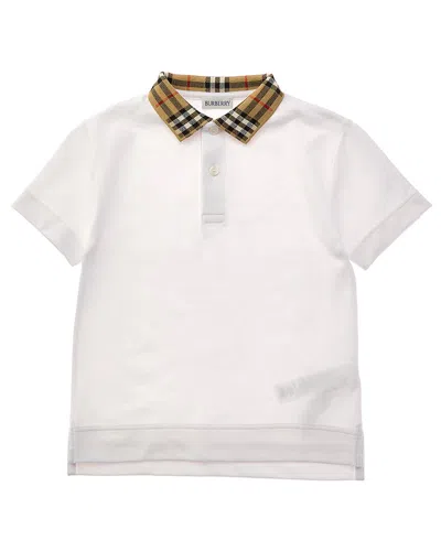 Burberry Check Collar Polo Shirt In White