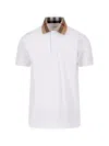 Burberry Check-collar White Polo Shirt With Three-button Placket In White