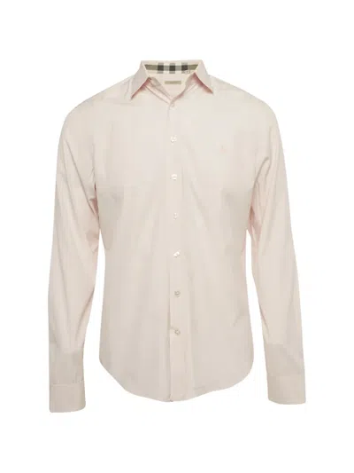Pre-owned Burberry Check-collar Shirt In Pink