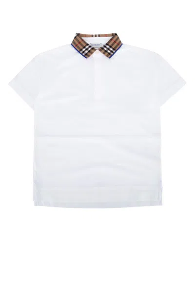 BURBERRY CHECK-COLLAR SHORT-SLEEVED POLO SHIRT