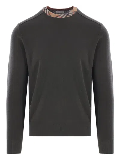 Burberry Check-collar Sweater In Black